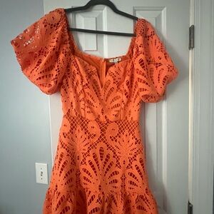 Flying Tomato Orange Lace Dress